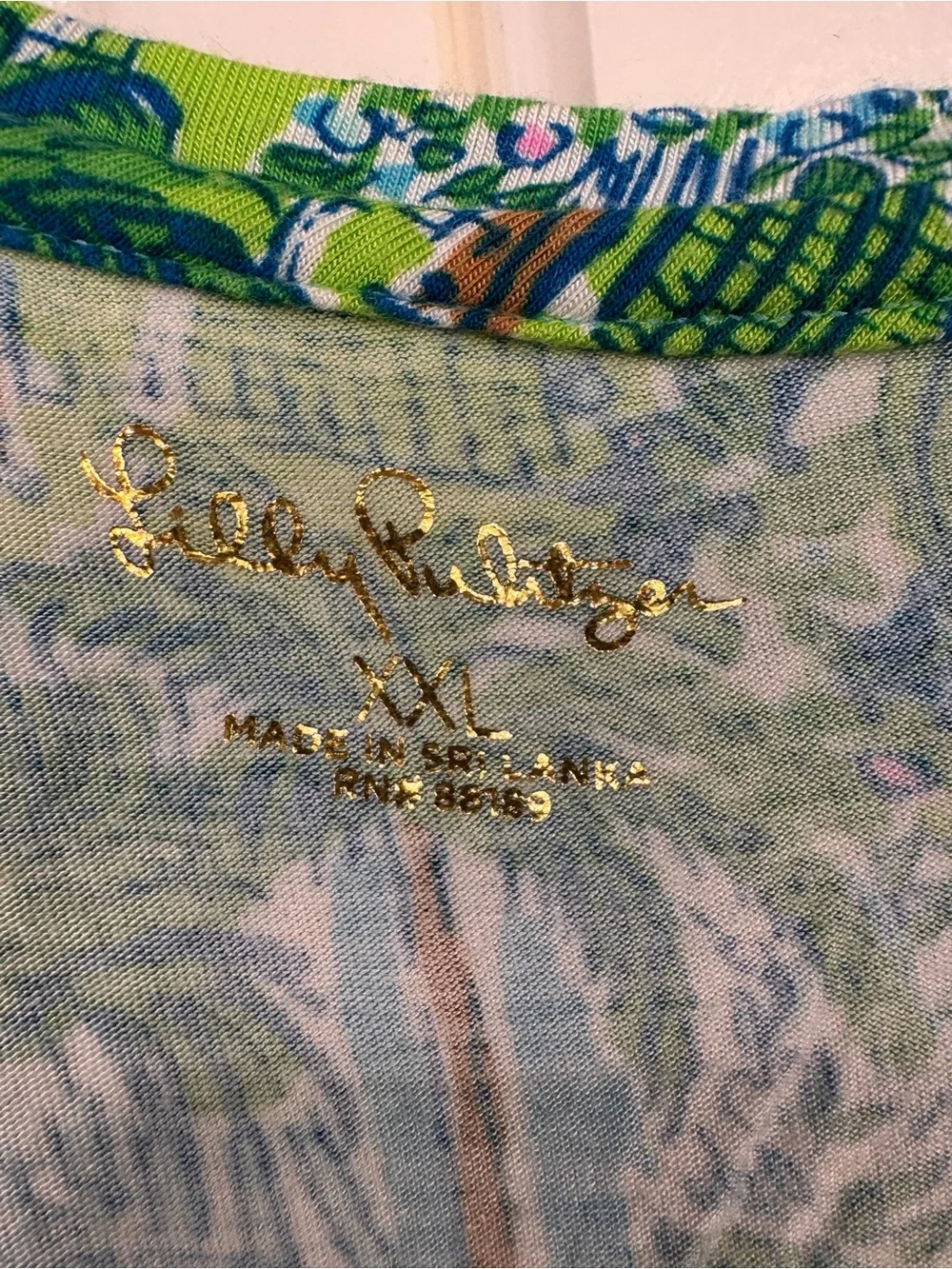 Lilly Pulitzer Green & Blue Tropical Print Top - Picture 4 of 4
